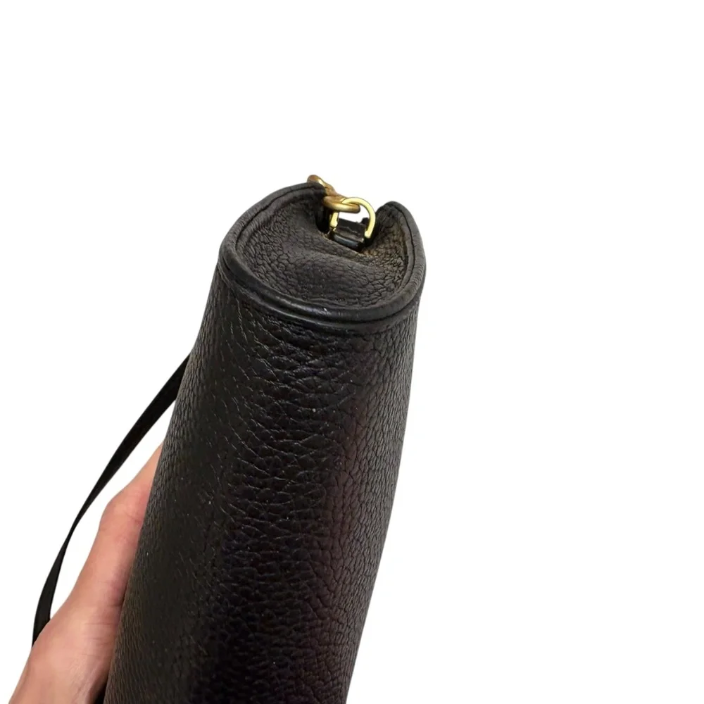 Tory Burch black leather small zip top bag
